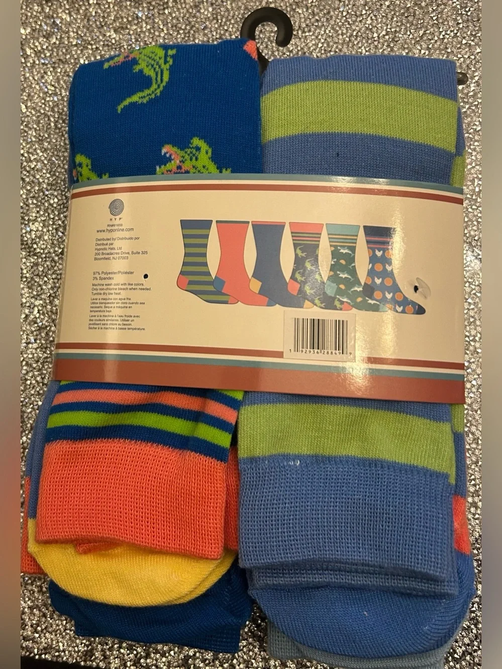 Men’s Blue & Green Crew Socks - 6 Pair Pack  Lakehouse Leisure Shoe Size: 6-12